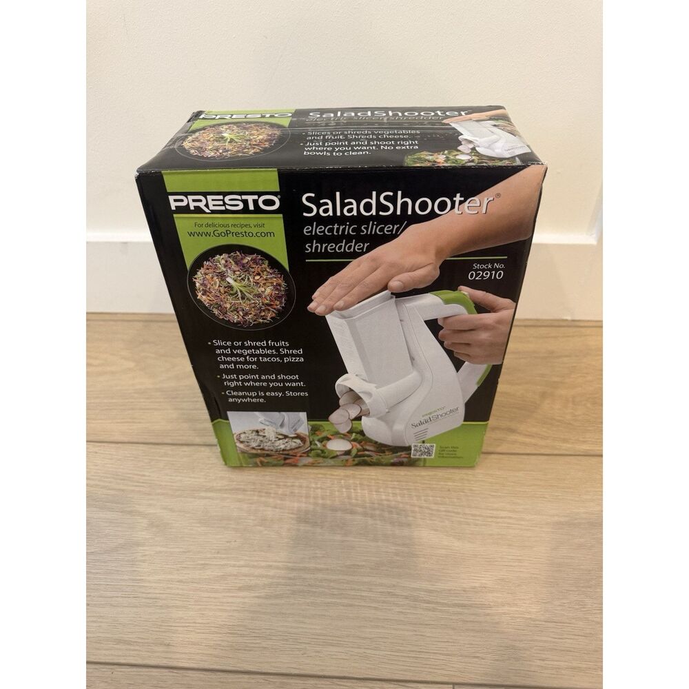 Factory Sealed Presto Electric Salad Shooter Model 02910 Slicer Shredder